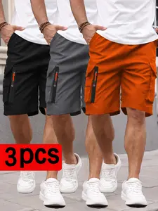 Men’s New Cargo Shorts 3-PackMen's summerZippered pocket.Loose.Outdoor Sports Knee-Length Casual Shorts