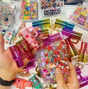 Random high-end trendy fashion Mini Tumbler Cup Gradient color Keychains and Stickers---Stickers and keychains need to be purchased separately