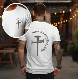 Iron Sharpens Iron Christian Gym Shirt Proverbs Bible Verse Tee, Faith Based Workout Shirt for Men, Jesus Christian Streetwear Pump Cover Fitness Top, Inspirational Religious Gym Wear, Christian Gift for Believers and Athletes