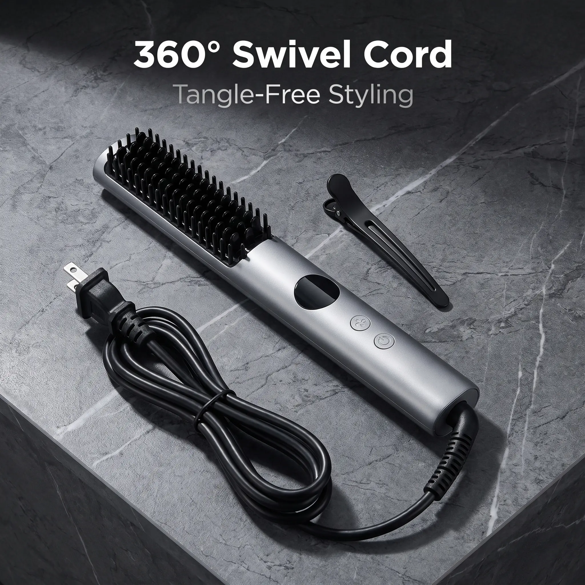 Hair Straightener Comb &Curling lron, 5TempSettings,Dual Voltage,FastHeating, 3D Brush Teeth, Anti-scald, Auto-off, Salon Styling Brush,Travel Bag, Best Gift Ideas Hair Flat lron Hair Crimper Iron