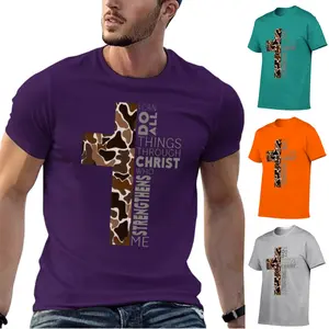 Men's Christian T-Shirt,Camo Cross Design With Philippians 413 Verse,Perfect For Faithful Believers,Soft Short Sleeve Crew Neck Tee for Casual Streetwear,Gym,Workout | Holiday Gift for Dad,Husband,Boyfriend (Christmas,Birthday),Plus Size T-Shirts