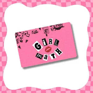 Girl Math Card Skin - Card Sticker Super Cute & Durable Vinyl Sticker- Water-Resistant & Versatile for Various Card Sizes, Single Sided