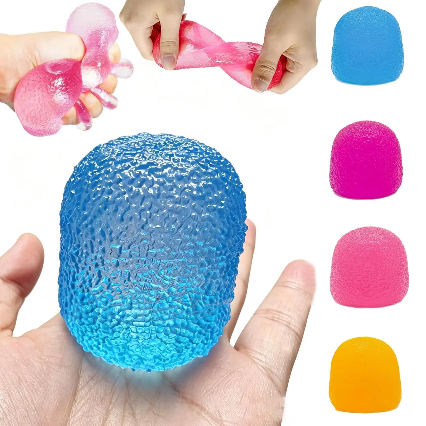 【 SummerWins】4 counts Texture Ball Malt Sugar Squeeze Toy, Stress Relief Soft Ball for Adults and Kids, Sensory Stress Balls, Prank Party Gift, Fun Joke Squeeze Toy