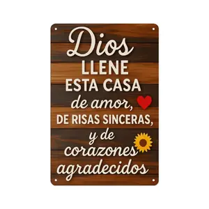 12×8 Inch Rustic Spanish Home Blessing Metal Sign, Dios Llene Esta Casa Religious Scripture Wall Art for Kitchen Living Room Decor street