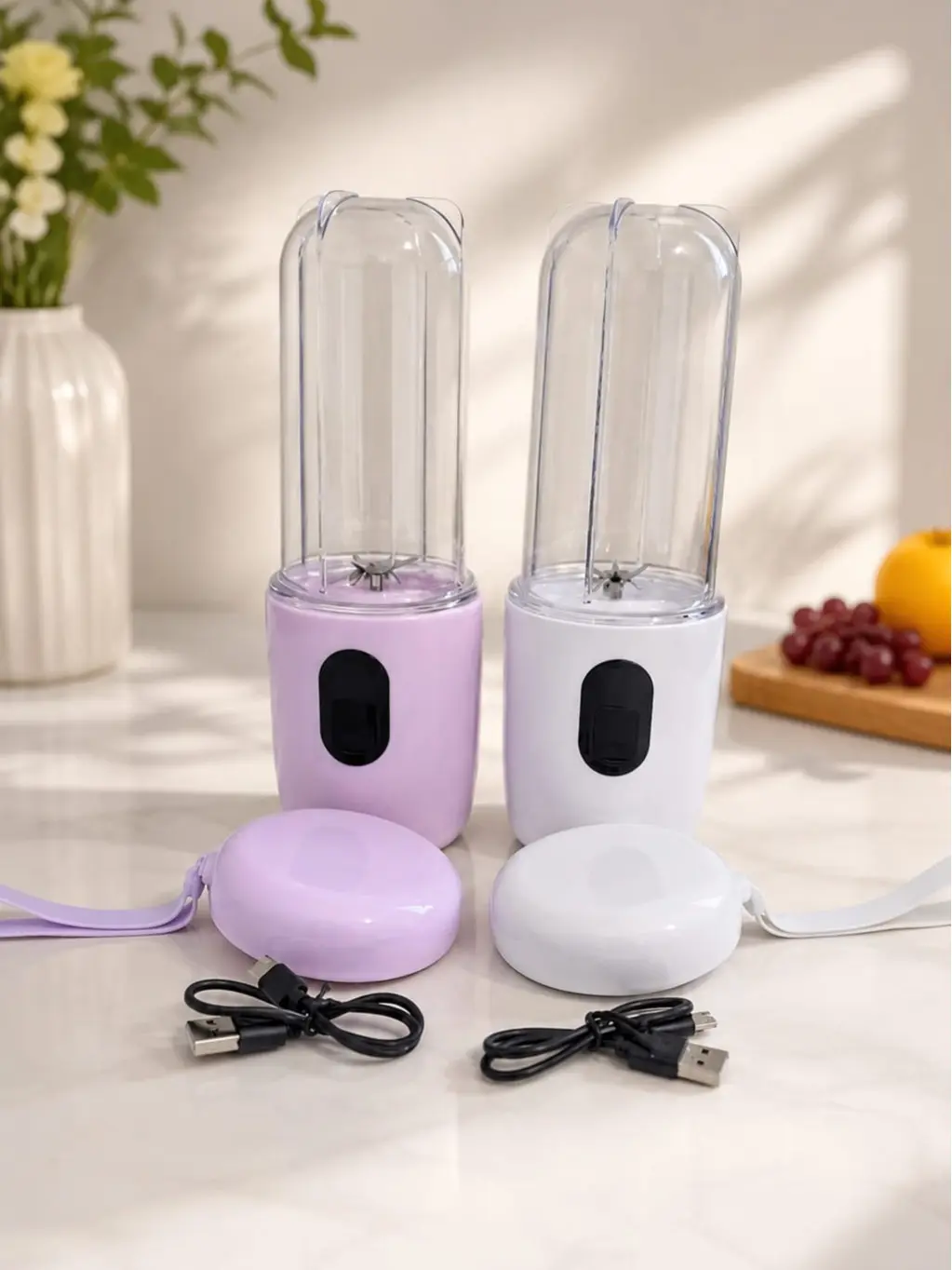 Portable USB Blender for Smoothies and Juices - Compact Design with USB Cable - Ideal for On-the-Go Use - Available in Purple and White
