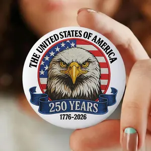 THE UNITED STATES Button Pin, OF AMERICA 250 YEARS 1776-2026, Patriotic Eagle Button Pin, USA 250th Anniversary Lapel Pin for Jacket Bag