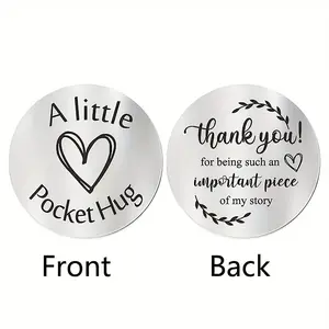 Stainless Steel Pocket Hug Token, Double-Sided Printing Thank You Gift, Two Sided Gift, Ideal for Christmas & New Year, Unique Story Message