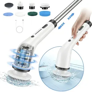 Cordless Handheld Electric Spin Scrubber, IPX7 Waterproof Portable Cleaning Tool with Adjustable Speed, Extendable Rod, Long Battery Life, Multi-Surface Brushes - Durable Powerful Kit for Bathroom, Kitchen, Mother’s Day Gift