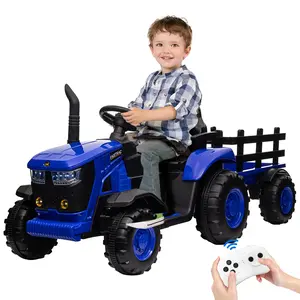 Kids Ride On Tractor, 12V Ride On Toy Car with Remote Control, Electric Vehicles Toy with LED Headlights & USB for Boys Girls 3-8, Ideal Gift for Kids