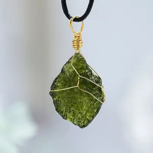Natural Moldavite Pendant – Raw Czech Tektite Necklace for Transformation & Spiritual Growth