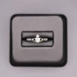 Sterling Silver Stone Ring - Opal Claddagh