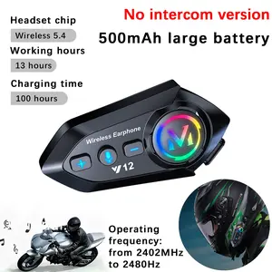Wireless Motorcycle Helmet Headset, Noise Canceling Smart Voice, Fm Radio & Atmosphere Light, Hands-Free Riding Accessory for Music/call