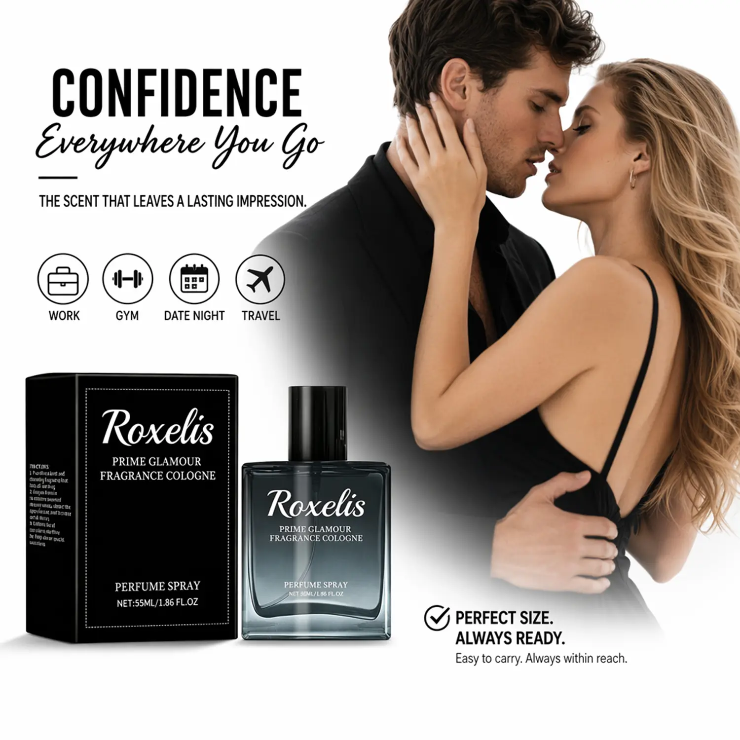 Men's Pheromone Cologne,Infused with Premium Pheromone Formula, Long Lasting Natural Blue Scent, Specially Crafted to Leave a Captivating Impression, Perfect for Romantic Evenings, Ideal Valentine's Day Gift for Him 55ml