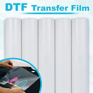 DTF Transfer Film Roll 11.81in X 32.8ft, Cold Hot Peel Dual Sided Matte Transparent Pre-Printed Pet Printing Film for T-Shirts Textiles