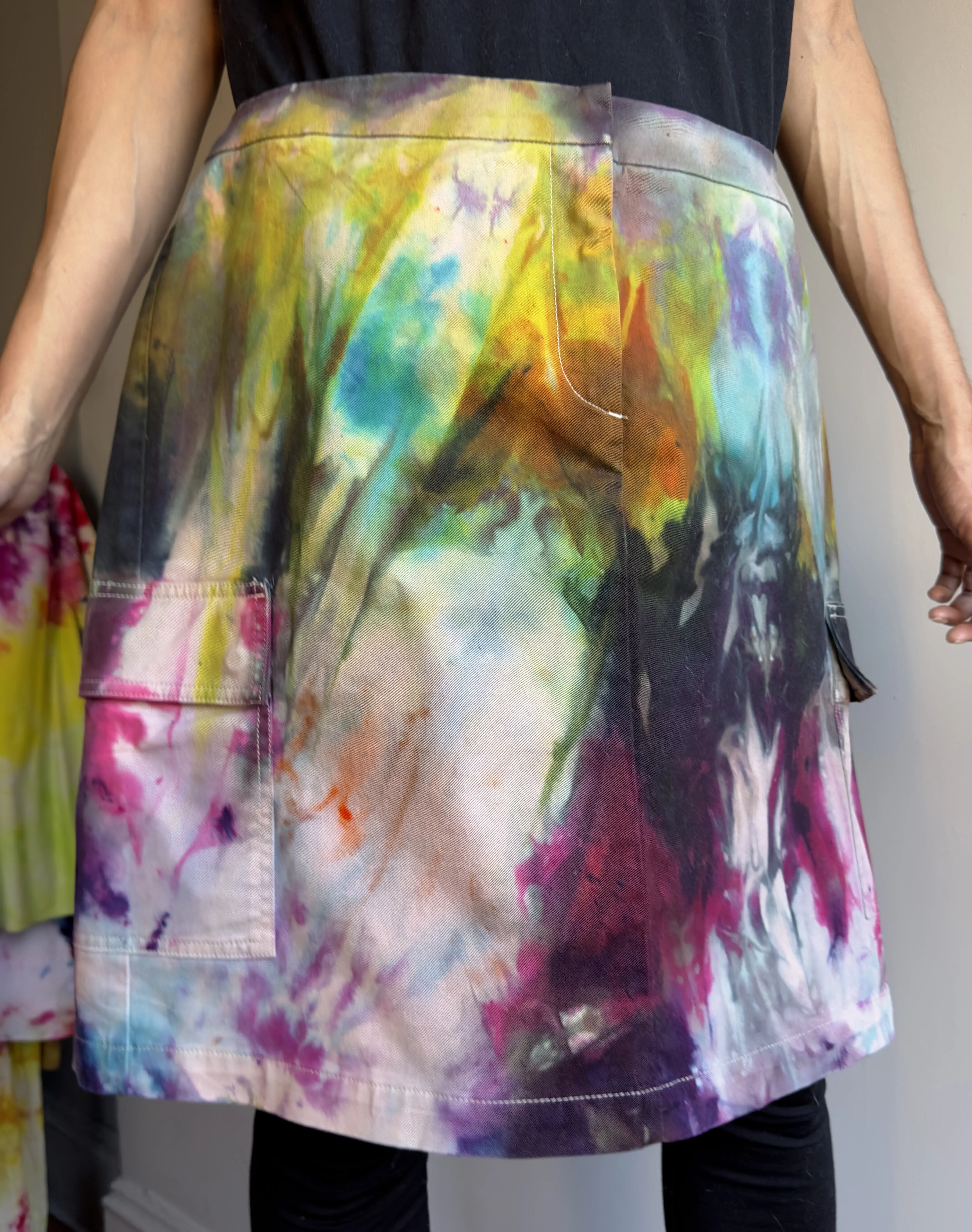 34" Pockets Black Super Rainbow Skirt - Fitted Cotton Blend with Pockets on Thighs for Women's Wear
