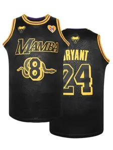 Men's Contrast Print Basketball Jersey #8/24 Embroidered, Breathable and Elastic Sleeveless Sports Shirt, Polyester Fiber, Ideal for Training and Games