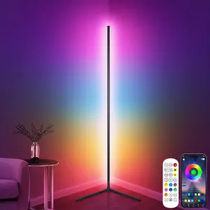 Smart LED Corner Floor Lamp with App & Remote Control, Music Sync, RGB Color Changing for Living Room Bedroom