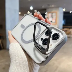 Lens Film Protection Back Cover Invisible Stand Magnetic  Phone Case For iPhone 16/15/14/13/12 Phone Case