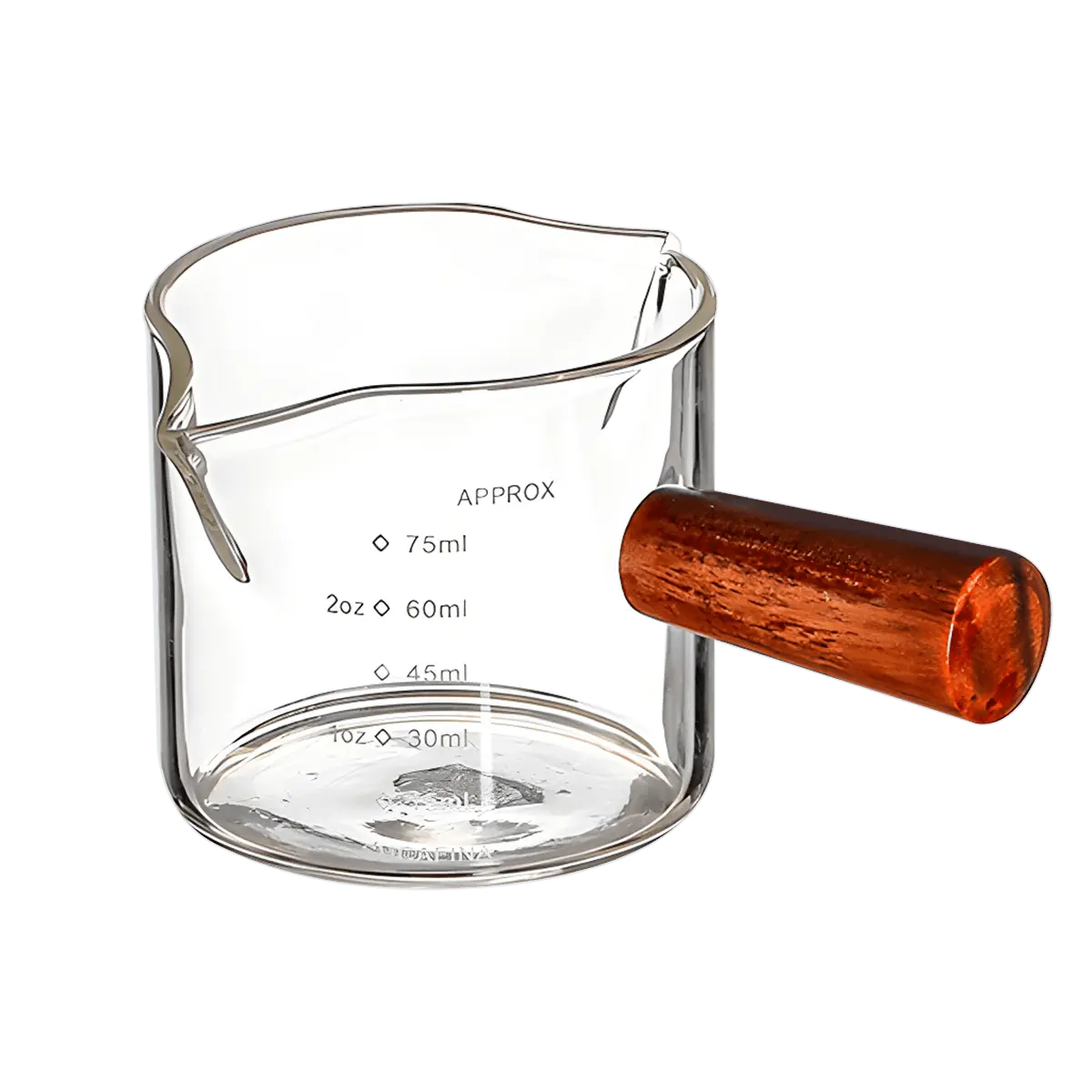 KAWASIMAYA Clear Glass Pot Milk Pan With Wooden Handle Max100ml