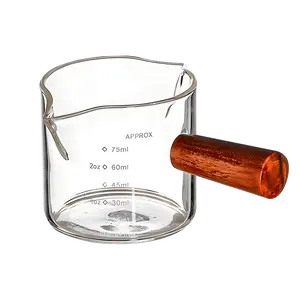 KAWASIMAYA Clear Glass Pot Milk Pan With Wooden Handle Max100ml KAWASIMAYA Clear Glass Pot Milk Pan With Wooden Handle Max100ml