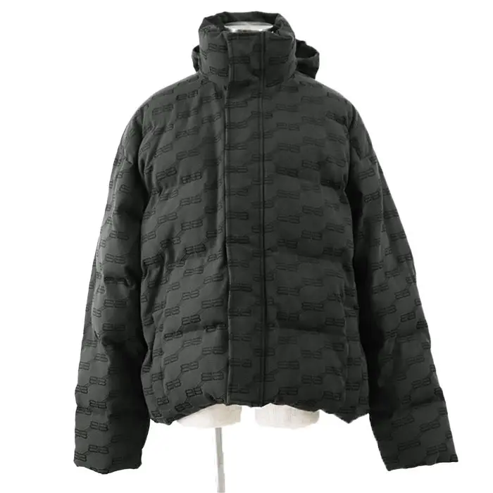 Pre-owned Balenciaga Cotton Small Leather Goods WARDROBE Monogram BB Logo Jacquard Cotton/Polyester Down Jacket