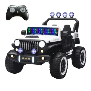 Children's riding toy, 2-seater children's electric car, with remote control, four-wheel drive motor, color LED lights, adjustable speed, USB port, MP3, Suitable for children aged 3-7, family parties, Easter gifts