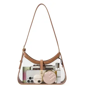 Clear Bag for Stadium Events, Clear Purses for Women, Shoulder Bag Handbag with Adjustable Strap new purse whodis,date night bag,crescent bag