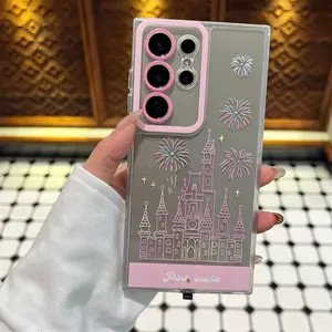 LED Fantasy Castle Fireworks Phone Case, Light up Phone Case For Samsung Galaxy S26/S25/S24 Ultra Plus,Cute Glowing Clear Phone Cover