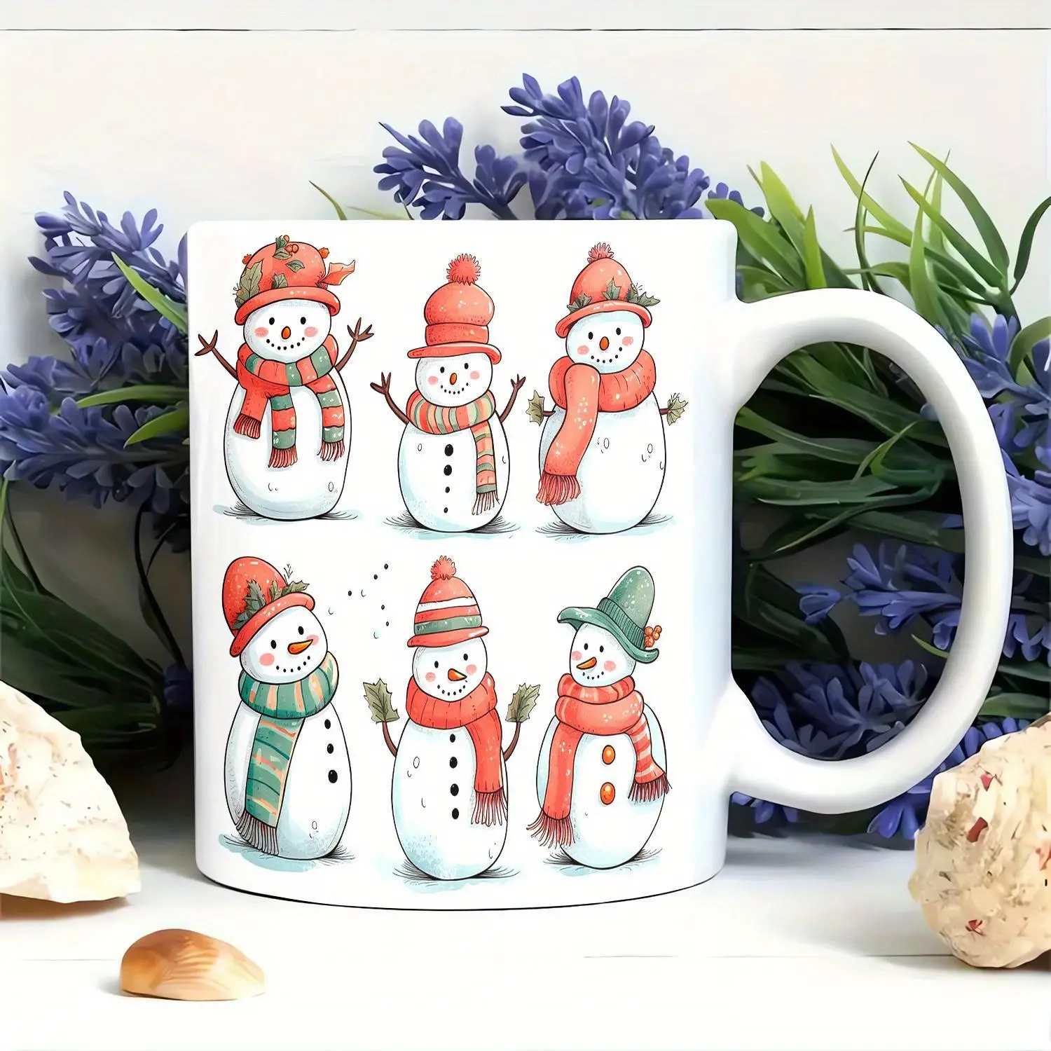 1pc Snowman Ceramic Mug 11oz - Christmas Themed Coffee Cup for Hot and Cold Beverages |   Festive Holiday Gift for Home and Office Use