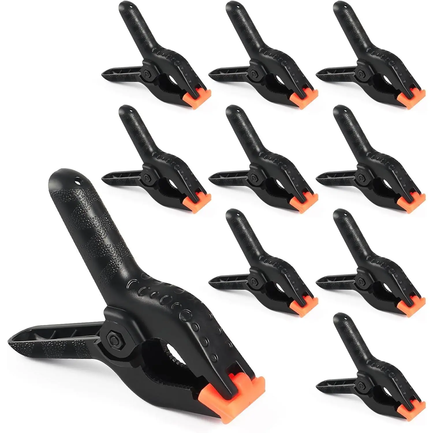 Spring Clamps, 4.5 Inch Large Plastic Clips for Balloon Arch Backdrop Craft Decoration, Heavy Duty, Black, 10 count