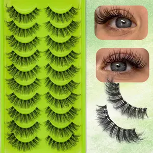 Natural Fluffy Cat Eye Lashes, 6-15mm Mixed Length, Soft Transparent Band, Reusable, Easy to Apply, Perfect for Daily Wear, Dates, Parties