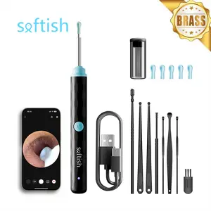 【Free shipping】Softish Ear Wax Removal - Earwax Remover Tool with 7 Pieces Ear Set - Ear Cleaner with Camera - Earwax Removal Kit with Light - Ear Camera with 6 Ear Spoon - Ear Cleaner for iOS & Android