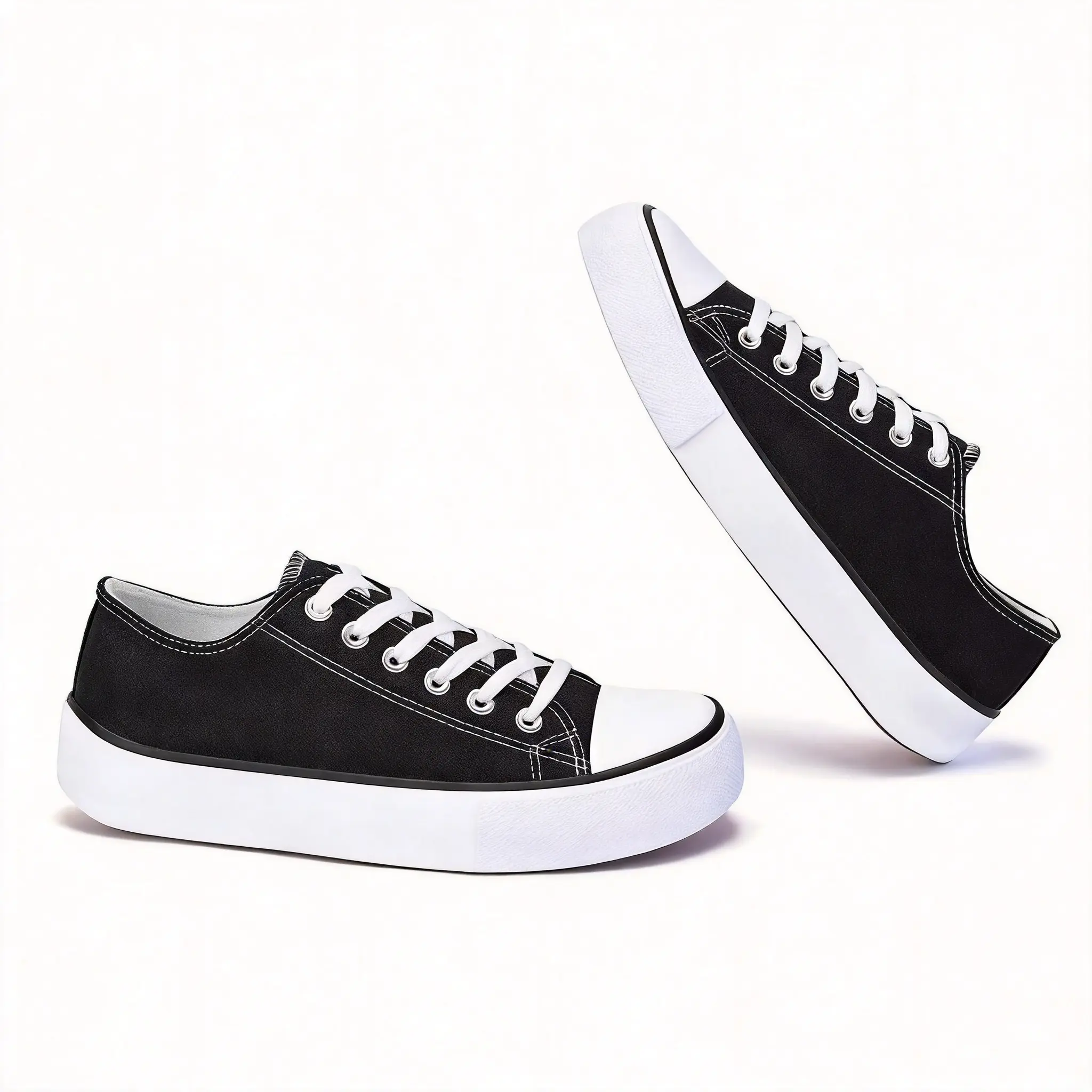 #TikTokShopDealsForYouDays AKK Women's Black Low Top Wide Toe Canvas Shoes - Breathable Lightweight Casual Sneakers with Non-Slip Sole & Soft Cushioned Insole for Everyday Wear Comfortable Classic Lace-Up Runner Trainer outdoorfun #Summerwins
