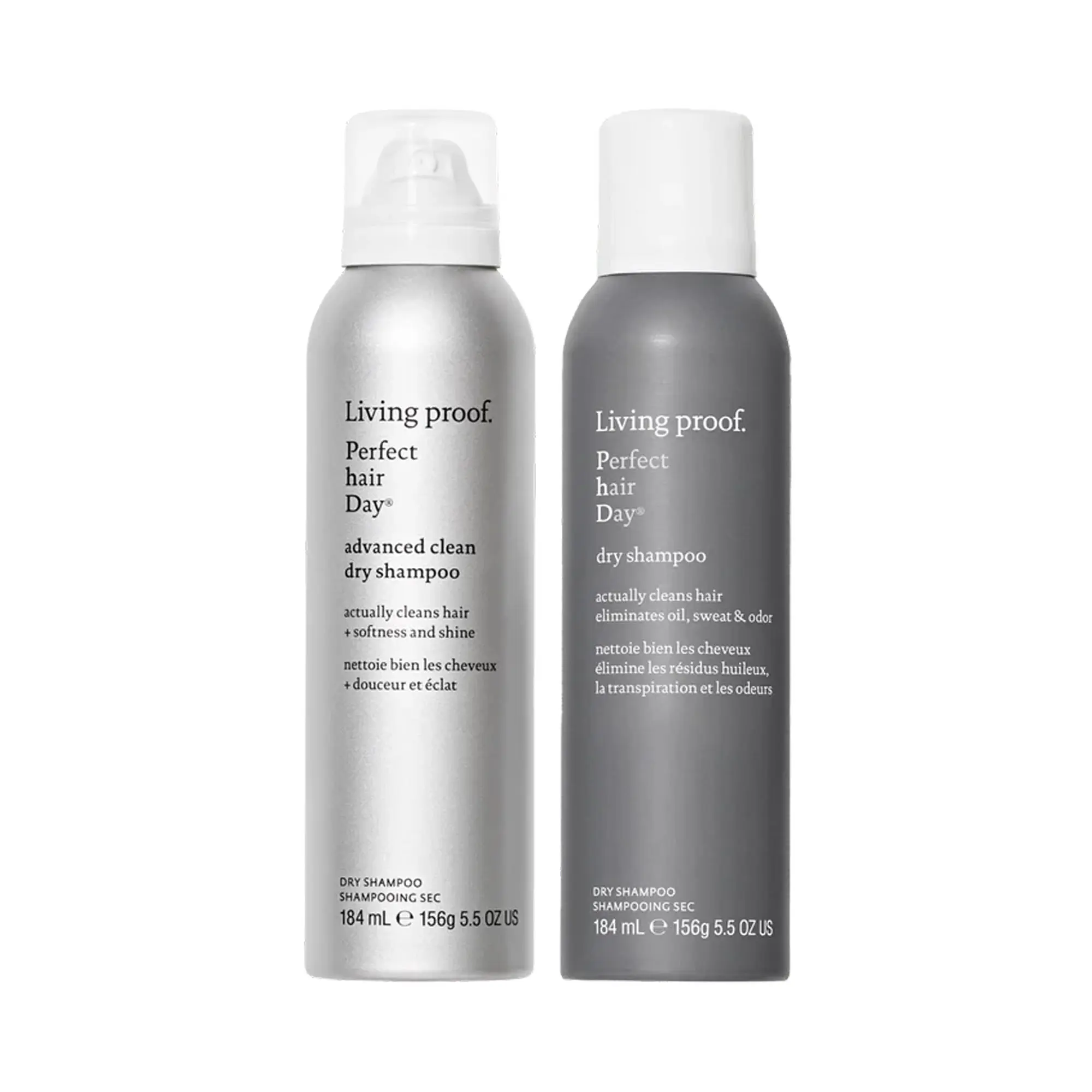 Living Proof Dry Shampoo 2-Piece Set, Perfect Hair Day Haircare Cleanser for Textured Styles or Freshly Washed Shine (5.5 oz), Odor Eliminator, Sweat, Advanced Clean Dry Shampoo, Contains Aerosol