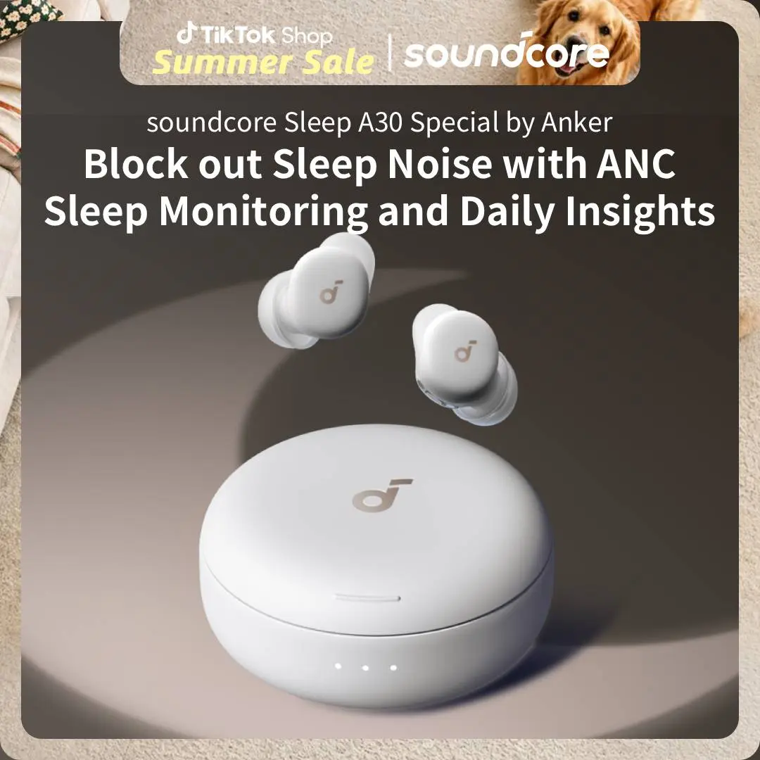 [Live Only] soundcore Sleep A30 Special by Anker, Sleep Earbuds, ANC, Passive Isolation, Snore Masking, Extensive Sleep Audio, Ultra Comfort for Side Sleepers, 8-10H Playtime #tiktokshopsummersale
