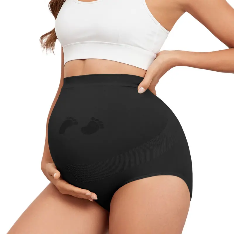 Maternity Underwear for Women Seamless High Waisted Maternity Panties Over Bump Pregnancy Belly Support Stretchable Maternity Underwear Grow With Bump Comfortable Maternity Underwear for Big Bump Plus Size