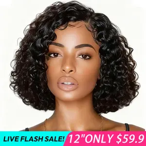 [LIVE SUPER FLASH DEAL] West Kiss Short Side Part Human Hair Wig Glueless Deep Wave T Part Lace Bob Wigs Pre Plucked Hairline Pre Bleached Knots