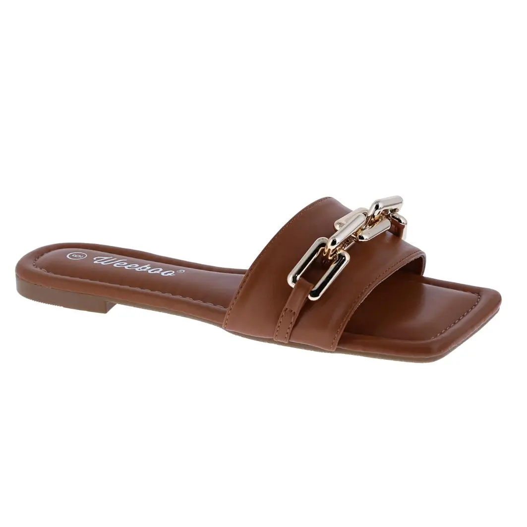 The Andrea Leather Slides for Women - Chic Open Toe with Gold Accent, Moisture Wicking Comfort [MUI-5] Footwear Shoe Walking Shoes Girl Sandal Summer Nail Casual Tactical Weight target sandals