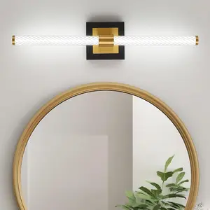 GLITGATE LED Vanity Light, 22 inch/30inch/38inch Dimmable Black and Gold Bathroom Fixture Mirror, 13 Watt/15Watt/20Watt 6000K Modern Linear Bathroom Vanity Light, 360 Degree Wall Sconce (White),Halloween, Black Friday, Christmas