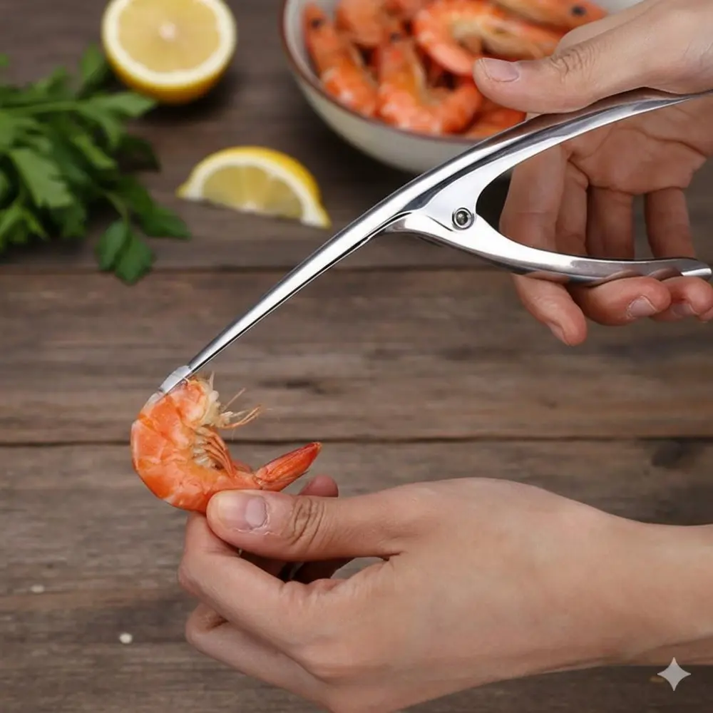 Premium Kitchen Tools Set: Stainless Steel BBQ Tongs, Seafood Scissors, Shrimp Deveiner, Lobster Splitter, Shell Opener. Non-Slip Grip, Corrosion-Resistant. Ideal for Outdoor Grilling & Professional Cooking Prep.