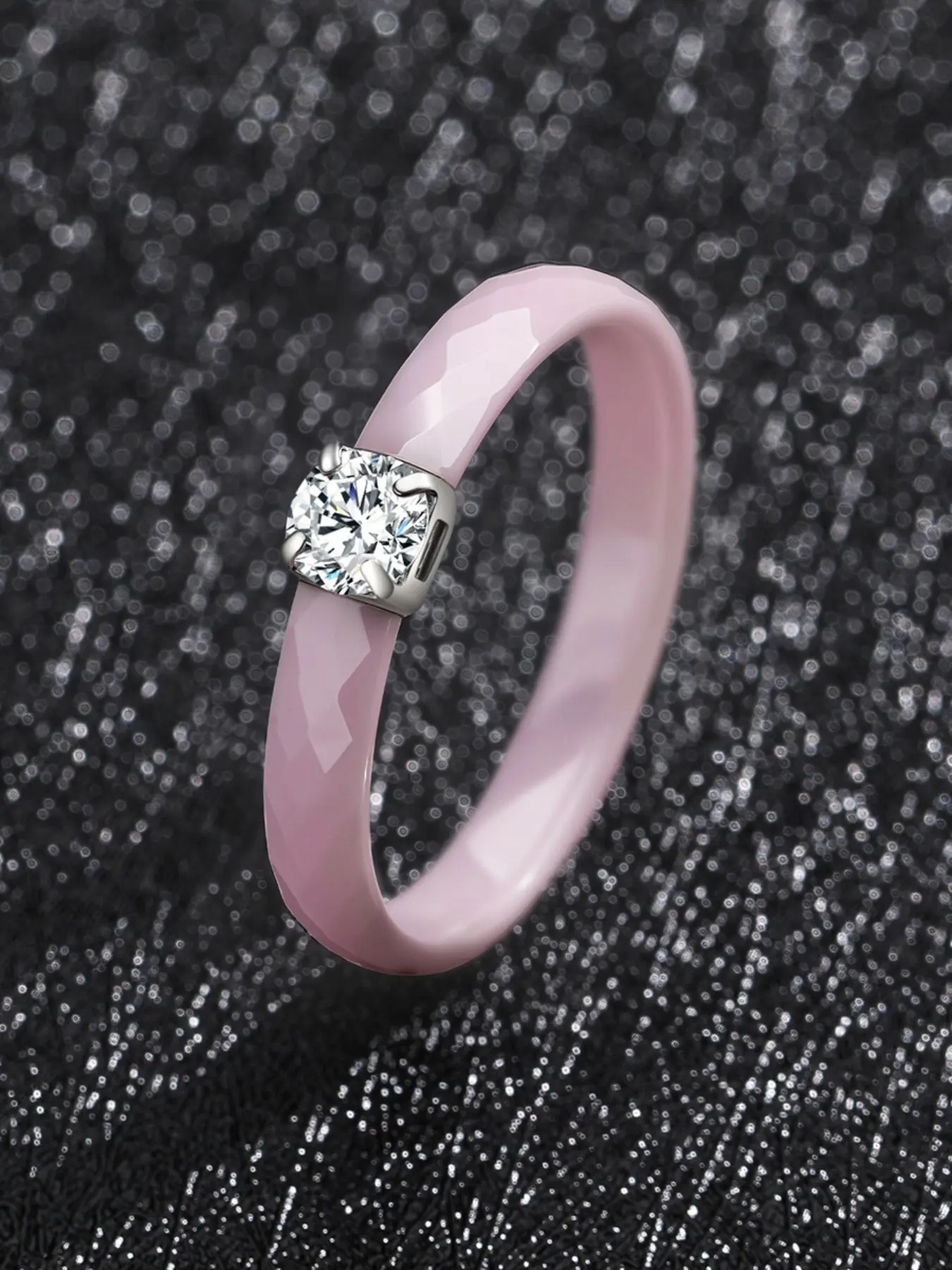 Classic Fashion Promise Ring for Women Ceramic Polished Wedding Band Stackable 3mm Thin Minimalist Colorful Engagement Rings in White Black Pink Green