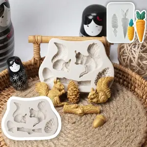 Silicone Mould Squirrel Carrot Shape Fondant Cake Mold Crystal Drip Silicone Mold Chocolate Baking Tool, 1 Piece, Model_xinghao Sp250515hsj20