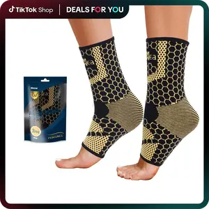 IYDoaMea 1 Pair Copper Ankle Brace Support For Men & Women, Breathable Nano Socks, Anti-Slip Ankle Compression Sleeve Socks For Sport Outdoorfun