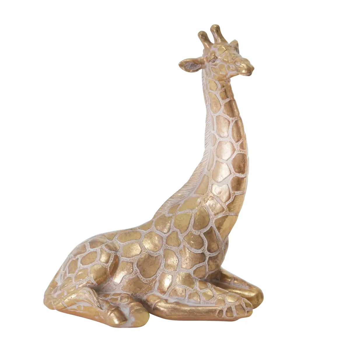 212 MAIN 10-in. Polyresin Sitting Giraffe Sculpture - Gold Decoration Figure, Home Decor Statue for Interior Styling