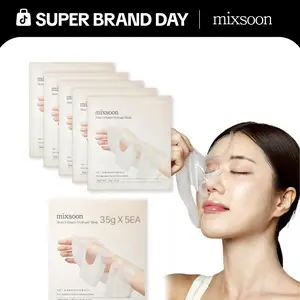 [mixsoon Official] Bean Collagen Hydrogel Face Mask Sheet 5-Pack - Soy Bean-Infused, AHA-Enhanced, Deep Hydrating Jelly Mask for Radiant, Glowing Skin
