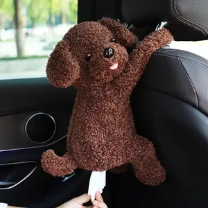 Cute Car Accessories Woman Tissue Box Creative Lovely Teddy Dog Plush Tissue Box Holder for Car Armrest Box Car Seat Tissue Box