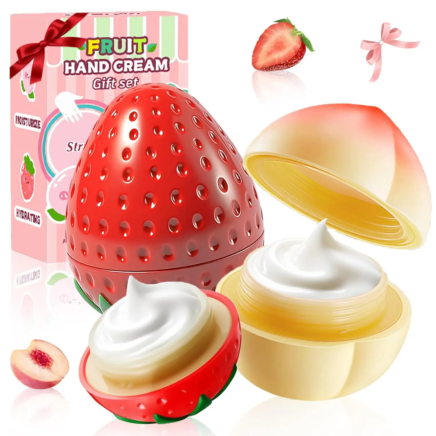 Silky Peach Cream Hand Cream Set, 2-Pack Travel Size Compact, Peach Fruit Extract & Vitamin E, 24-Month Shelf Life, Hydration Boost for Dry Skin, Non-Greasy Long-Lasting Moisturizing Smoothing, Perfect Gift for Adults (Birthday, Christmas, Mother's Day),