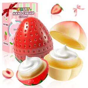 2Pcs Fruit Extract Hand Cream Set Vitamin E Hydrating Non-Greasy Long Lasting Moisture For Dry Skin Perfect Gift For Valentine Mother’s Day Birthday