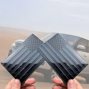 3D Metal All Black American Flag Emblem Decal Stickers (1 Pair), Matte Black 5" x 3" Patriotic USA US Flag Car Decals Bumper Stickers for Truck, Window, Motorcycle, Support US Military summerwins