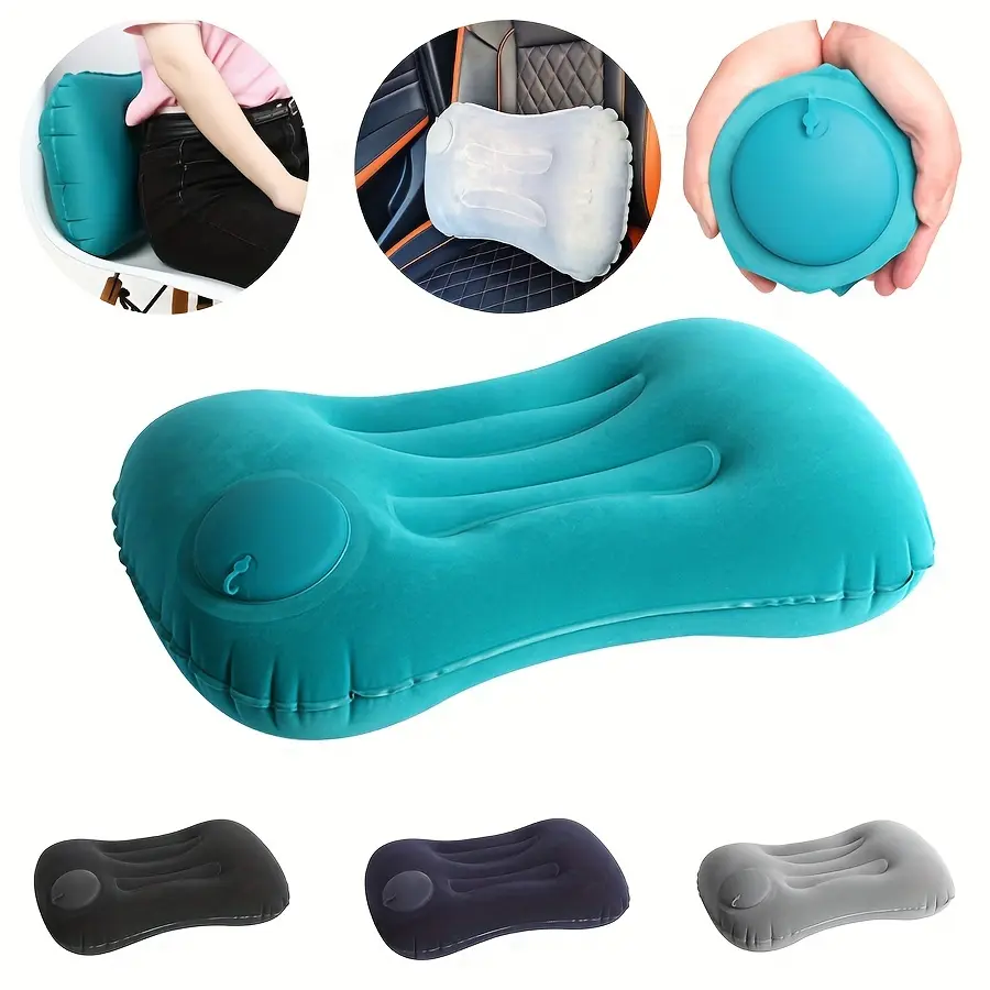One Press Auto Inflatable Lumbar Support Pillow, Foldable Portable Inflatable Waist Cushion Palm Size Compact Travel Back Support Pad for Car Seat, Office Chair, Airplane & Home Rest